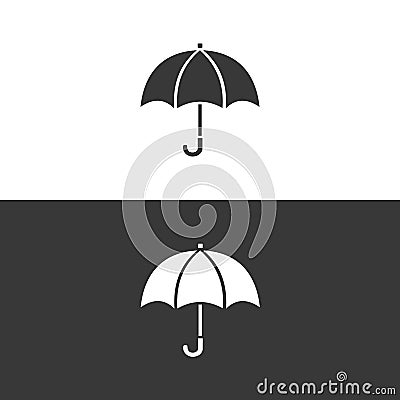 Umbrella. Icon on black and white background. Weather vector illustration Vector Illustration