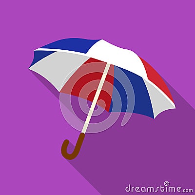 Umbrella icon in flat style isolated on white background. France country symbol stock vector illustration. Vector Illustration