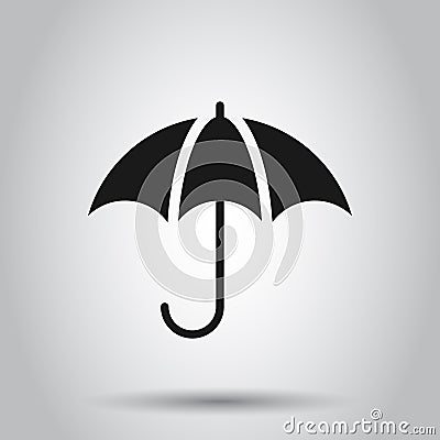 Umbrella icon in flat style. Parasol vector illustration on isolated background. Umbel business concept Vector Illustration