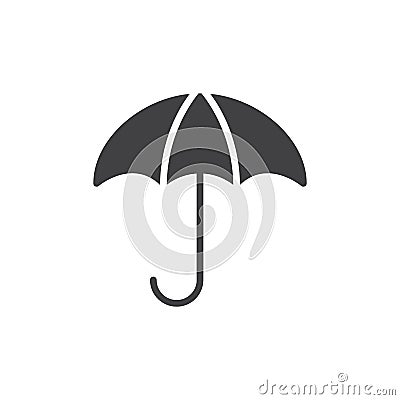 Umbrella icon vector, filled flat sign, solid pictogram isolated on white. Vector Illustration