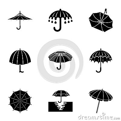 Umbrella icons set, simple style Vector Illustration