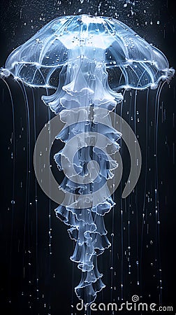 Umbrella jellyfish. Jellyfish aesthetics is the jelly, smoothness and volume of forms in life. Stock Photo
