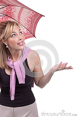 Umbrella lady Stock Photo