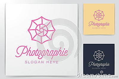 umbrella and lens photography. studio logo Ideas. Inspiration logo design. Template Vector Illustration. Isolated On White Vector Illustration