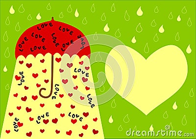 Umbrella with love word and hearts valentines day Stock Photo