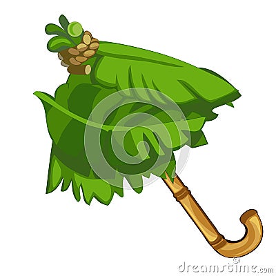 Umbrella made of bamboo and palm leaves Vector Illustration