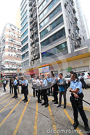 Metropolitan, area, city, building, downtown, vehicle, pedestrian, protest, crowd, police, street, recreation, demonstration Editorial Stock Photo