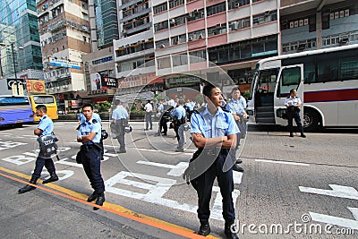 Pedestrian, car, transport, transit, police, street, vehicle, lane, profession, officer, recreation, road, official, crossing, cit Editorial Stock Photo