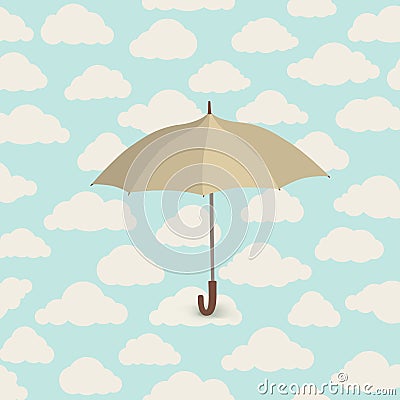 Umbrella over rain. Rainy cloudy sky pattern. Autumn, spring background Stock Photo