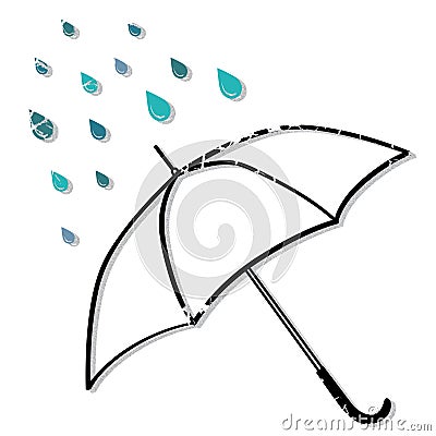 Umbrella in the rain Vector Illustration