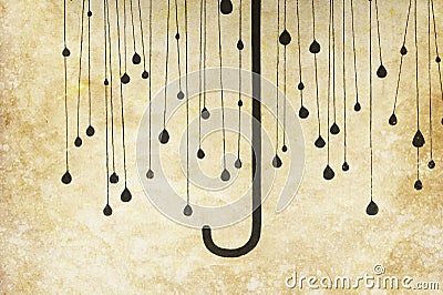 Umbrella with rainy drops painting Stock Photo