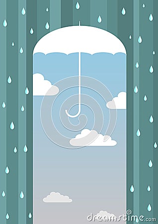 Umbrella and sky. Vector Illustration