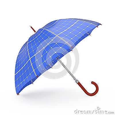 Umbrella with Sollar Panels. 3d Rendering Stock Photo