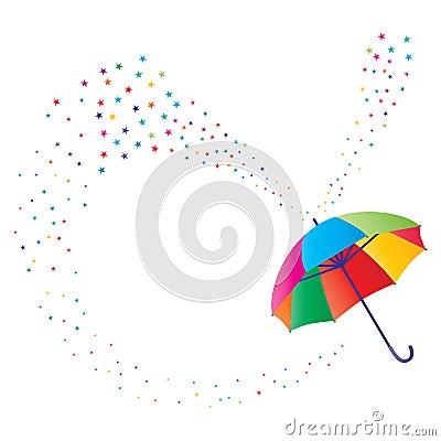 Umbrella star flying colorful Vector Illustration