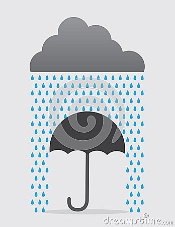 Umbrella Stopping Raindrops Vector Illustration