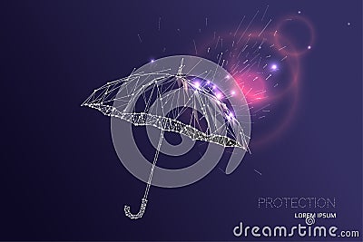 The umbrella under rain falling effect Vector Illustration