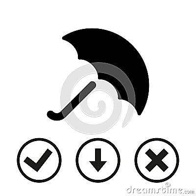 Umbrella vector icon. Rain protection symbol. Flat design style Vector Illustration