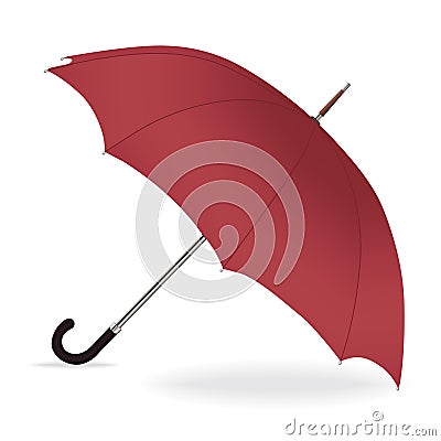 Umbrella vector. Opened red umbrella from the rain with iron handle, Vector Illustration