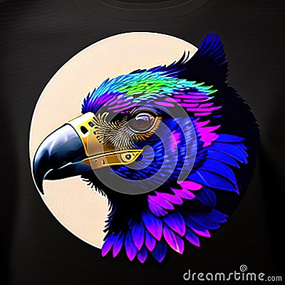 Umbrellabird Animal Style Print Design Logo. Generative AI. Stock Photo