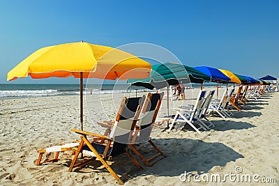 Umbrellas on the Grand Strand, Myrtle beach, SC Stock Photo