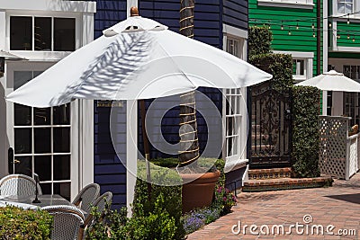 Umbrellas, outdoor seating Stock Photo