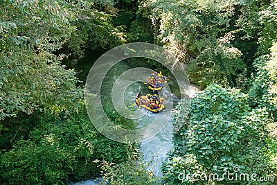 Whitewater rafting in Nera river, Marmore waterfall, Umbria, Italy Stock Photo