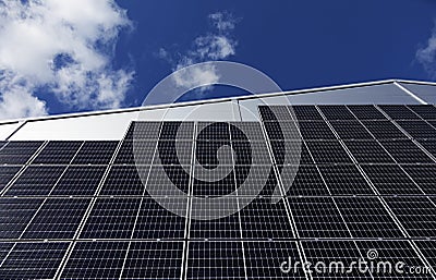 Solar panels on the outside of building Editorial Stock Photo