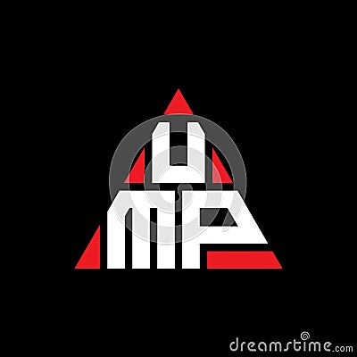 UMP triangle letter logo design with triangle shape. UMP triangle logo design monogram. UMP triangle vector logo template with red Vector Illustration