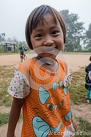 Umphang, Thailand November 26, 2016 - unidentified Karen children 5-8 years old in Karen hill tribe village Editorial Stock Photo