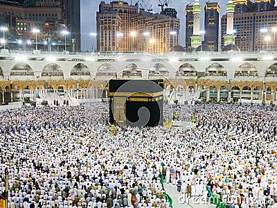 Pilgrims make a solah at a Kabbah in Masjidil Haram in makkah during umrah Stock Photo