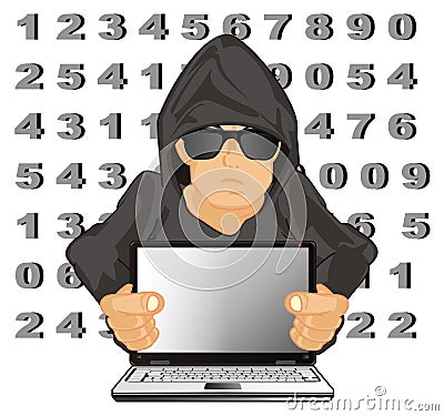 Hacker and many numbers Stock Photo