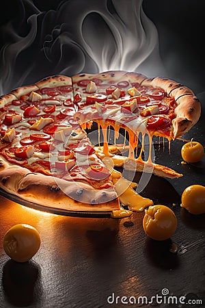 un impresionante fotografia de una porción de pizza Stock Photo