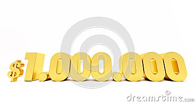 1.000.000$ Un million de dollars. 1000000$ dorÃ©s isolÃ©s sur fond blanc, Stock Photo