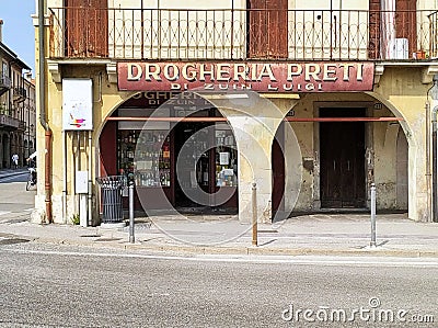 Padua`s tipical old shop Italy Editorial Stock Photo