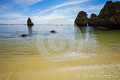 Una de las bonitas playas que tiene Lagos, Portugal.. One of the beautiful beaches that Lagos, Portugal has. Stock Photo