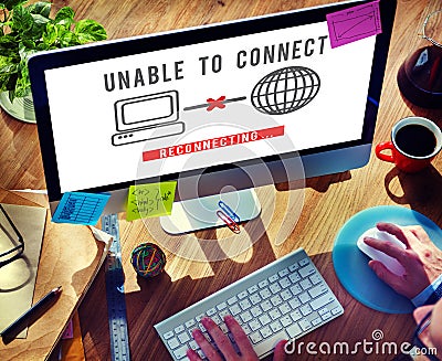 Unable Connect Disconnect Error Failure Problem Concept Stock Photo