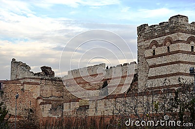 Unable to resist the conquest of Istanbul Byzantine walls Stock Photo