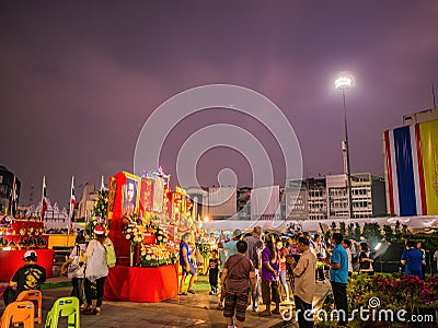 Unacquainted People visit `King taksin Festival` at Wongwianyai bangkok city Thailand Editorial Stock Photo