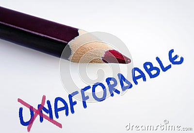 Unaffordable word Stock Photo