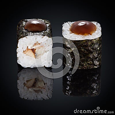 Unagi maki roll with smoked eel and barbecue Stock Photo