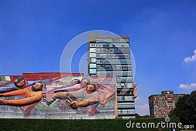 Murals in the National University UNAM, mexico city Editorial Stock Photo