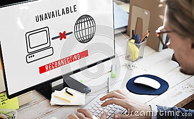 Unavailable Denied Disconnected Error Problem Concept Stock Photo