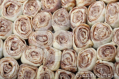 Unbaked cinnamon rolls Stock Photo