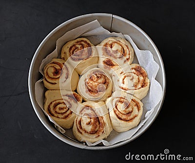 Unbaked Cinnamon Rolls Stock Photo