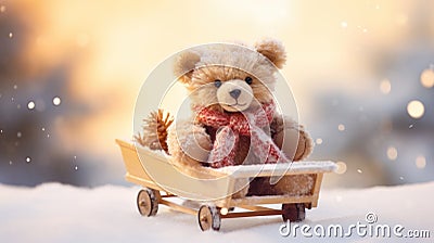 Unbearably Adorable: A Christmas Surprise on a Sled! Stock Photo