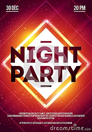 Vector Illustration Dance Club Night Flyer Template. Summer Party Banner Design. Vector Illustration
