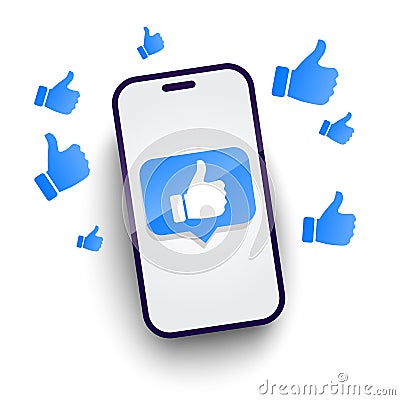 Vector Illustration Smartphone With Social Media Like Icon Vector Illustration