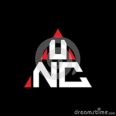 UNC triangle letter logo design with triangle shape. UNC triangle logo design monogram. UNC triangle vector logo template with red Vector Illustration