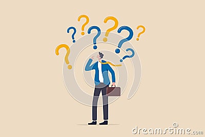 Uncertainty, confusion and decision making, choosing options or choices, answer for question or solution, problem solving, Vector Illustration