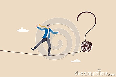 Uncertainty, unknown problem, challenge to overcome or investment risk, find out solution for business difficulty, adversity or Vector Illustration